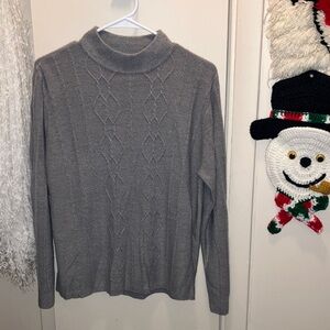 Studio Works Gray Acrylic Long Sleeve Knit Sweater Vintage Large